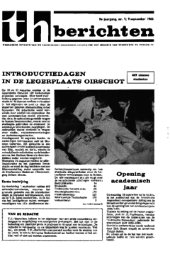 Voorzijde van magazine: TH berichten 1 - 9 september 1966