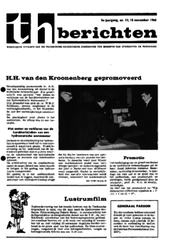 Voorzijde van magazine: TH berichten 11 - 18 november 1966