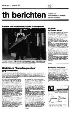 Voorzijde van magazine: TH berichten 12 - 7 november 1975