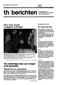 Voorzijde van magazine: TH berichten 33 - 27 april 1973