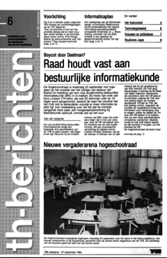 Voorzijde van magazine: TH berichten 6 - 27 september 1985