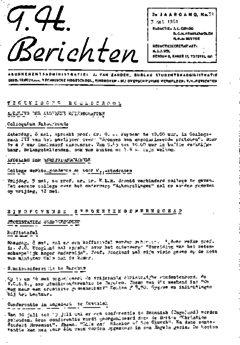 Voorzijde van magazine: TH berichten 31 - 3 mei 1961