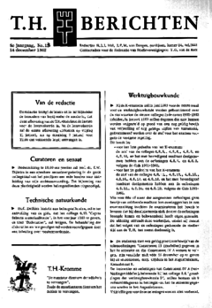 Voorzijde van magazine: TH berichten 13 - 14 december 1962
