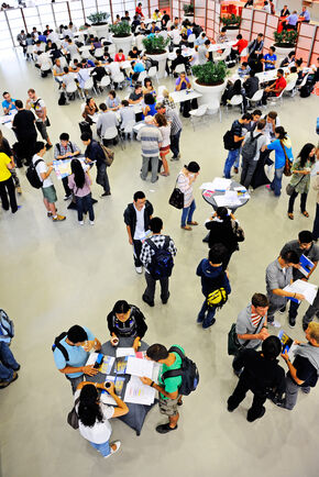 Volop internationale studenten in het Auditorium.