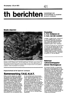 Voorzijde van magazine: TH berichten 41 - 22 juni 1973