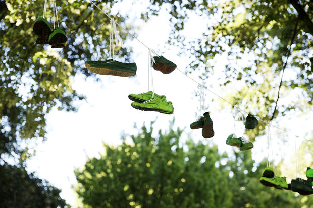 Green sneakers over limbopad 