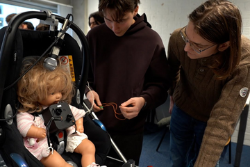 Sometimes as many as five of them cry at once: the (fake) babies used in the Rock Your Baby course. First-year Electrical ...