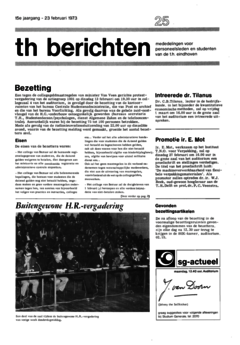 Voorzijde van magazine: TH berichten 25 - 23 februari 1973