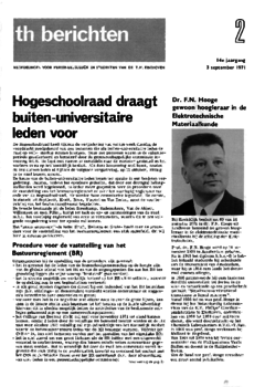 Voorzijde van magazine: TH berichten 2 - 3 september 1971