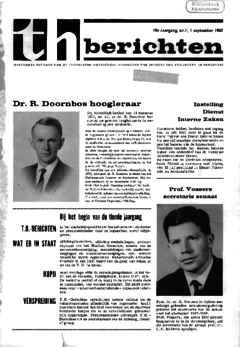 Voorzijde van magazine: TH berichten 1 - 1 september 1967