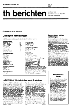 Voorzijde van magazine: TH berichten 27 - 22 maart 1974