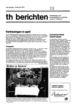 Voorzijde van magazine: TH berichten 23 - 9 februari 1973