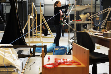 Students built a piece of a Rube-Goldberg machine for STRP BIËNNALE. Photo | Bart van Overbeeke