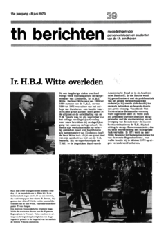 Voorzijde van magazine: TH berichten 39 - 8 juni 1973