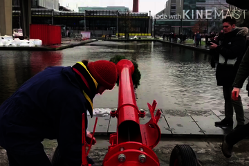 Shooting Christmas trees with a special cannon at Eindhoven University of Technology.