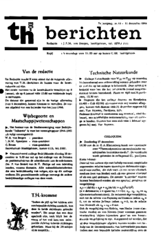 Voorzijde van magazine: TH berichten 12 - 11 december 1964