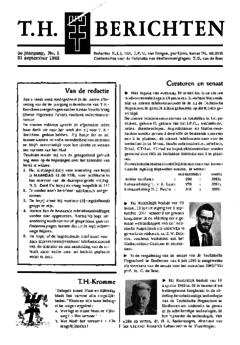 Voorzijde van magazine: TH berichten 1 - 21 september 1962