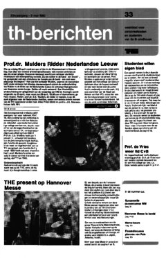 Voorzijde van magazine: TH berichten 33 - 2 mel 1980