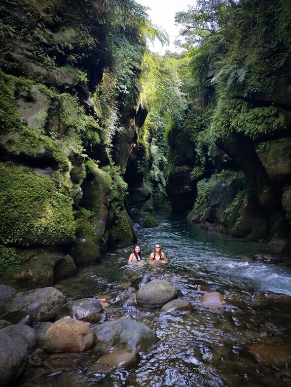 Renate (on the right) at the Wormhole, a ravine close to Taipei. Photo | Private archives Renate Maresch