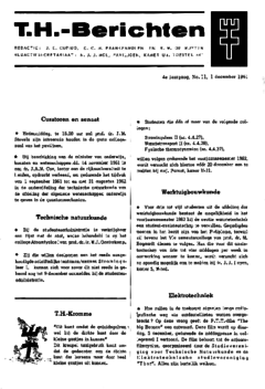 Voorzijde van magazine: TH berichten 11 - 1 december 1961