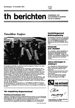 Voorzijde van magazine: TH berichten 12 - 10 november 1972
