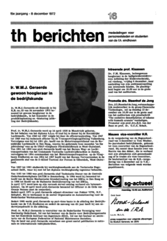 Voorzijde van magazine: TH berichten 16 - 8 december 1972