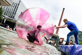 Overeind blijven bleek een hele klus. Foto | Bart van Overbeeke