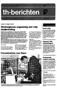 Voorzijde van magazine: TH berichten 12 - 13 november 1981