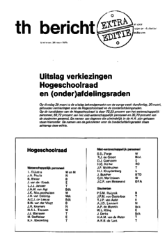 Voorzijde van magazine: TH berichten extra editie - 26 maart 1975