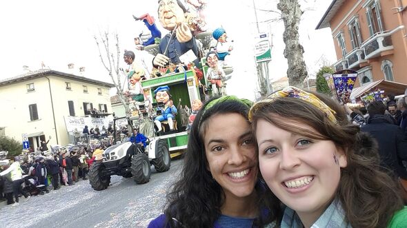 The parade in Fano. Bo (on the right) with Sofia from Brasil. Photo | private archives Bo Drummen