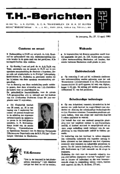 Voorzijde van magazine: TH berichten 27 - 13 april 1962