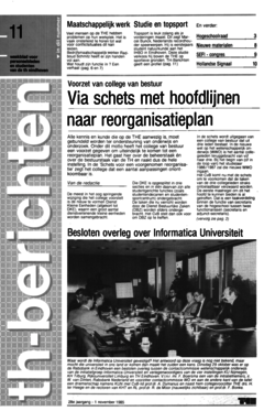 Voorzijde van magazine: TH berichten 11 - 1 november 1985