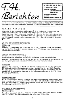 Voorzijde van magazine: TH berichten 14 - 14 december 1960