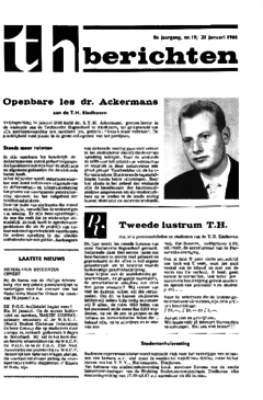 Voorzijde van magazine: TH berichten 19 - 21 januari 1966