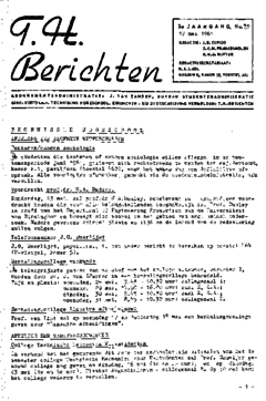 Voorzijde van magazine: TH berichten 33 - 17 mei 1961