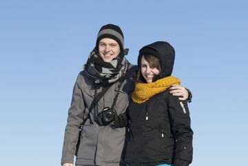 Folkert met zijn vriendin Maureen Quanjel in Lapland.