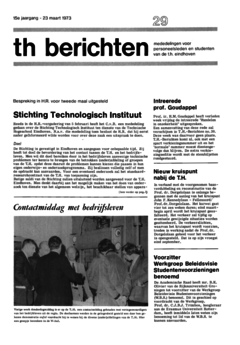 Voorzijde van magazine: TH berichten 29 - 23 maart 1973