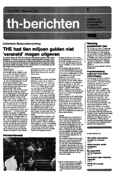 Voorzijde van magazine: TH berichten 1 - 28 augustus 1980 