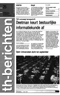 Voorzijde van magazine: TH berichten 25 - 1 maart 1985