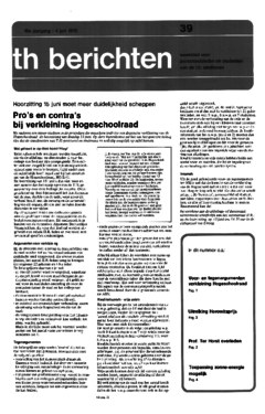 Voorzijde van magazine: TH berichten 39 - 4 juni 1976