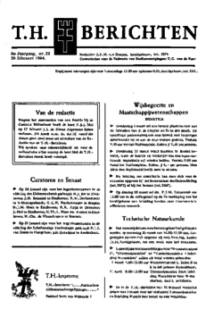 Voorzijde van magazine: TH berichten 22 - 28 februari 1964