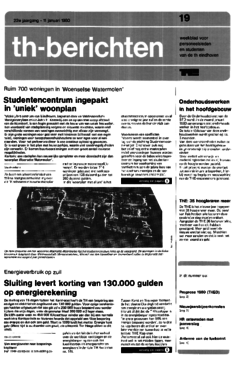 Voorzijde van magazine: TH berichten 19 - 11 januari 1980