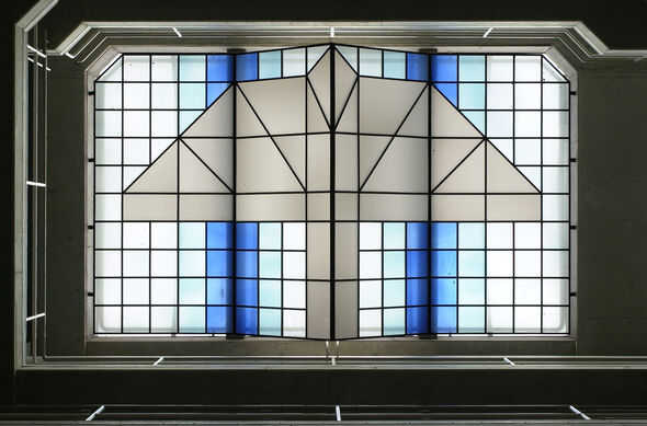 Kunstwerk met glas-in-lood in Gemini van Jan van Goethem. Foto | Peter Cox