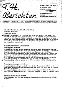 Voorzijde van magazine: TH berichten 7 - 26 oktober 1960