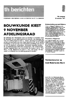 Voorzijde van magazine: TH berichten 9 - 22 oktober 1971