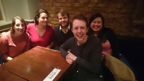 In the pub with fellow Dutchmen.