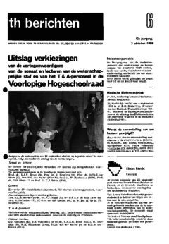 Voorzijde van magazine: TH berichten 6 - 3 oktober 1969