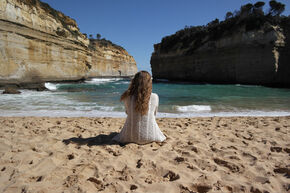 Iris on one of the many beaches the Great Ocean Road has to offer.