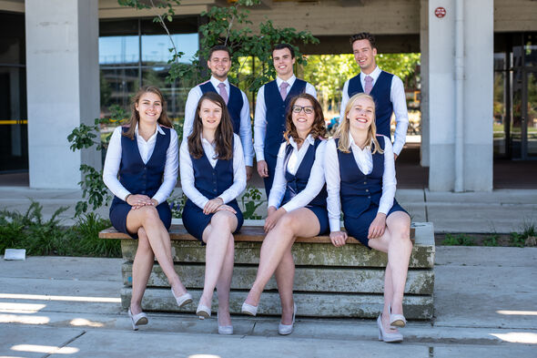 The GEWIS board. Front row Illona van Hoenderop (first one from the left) and Ava Swevels (third from the left). Photo | GEWIS