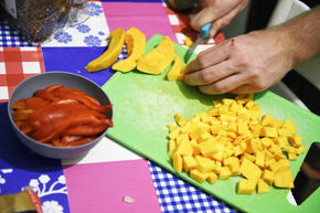 Preparations for the squash soup. Photo | Bart van Overbeeke